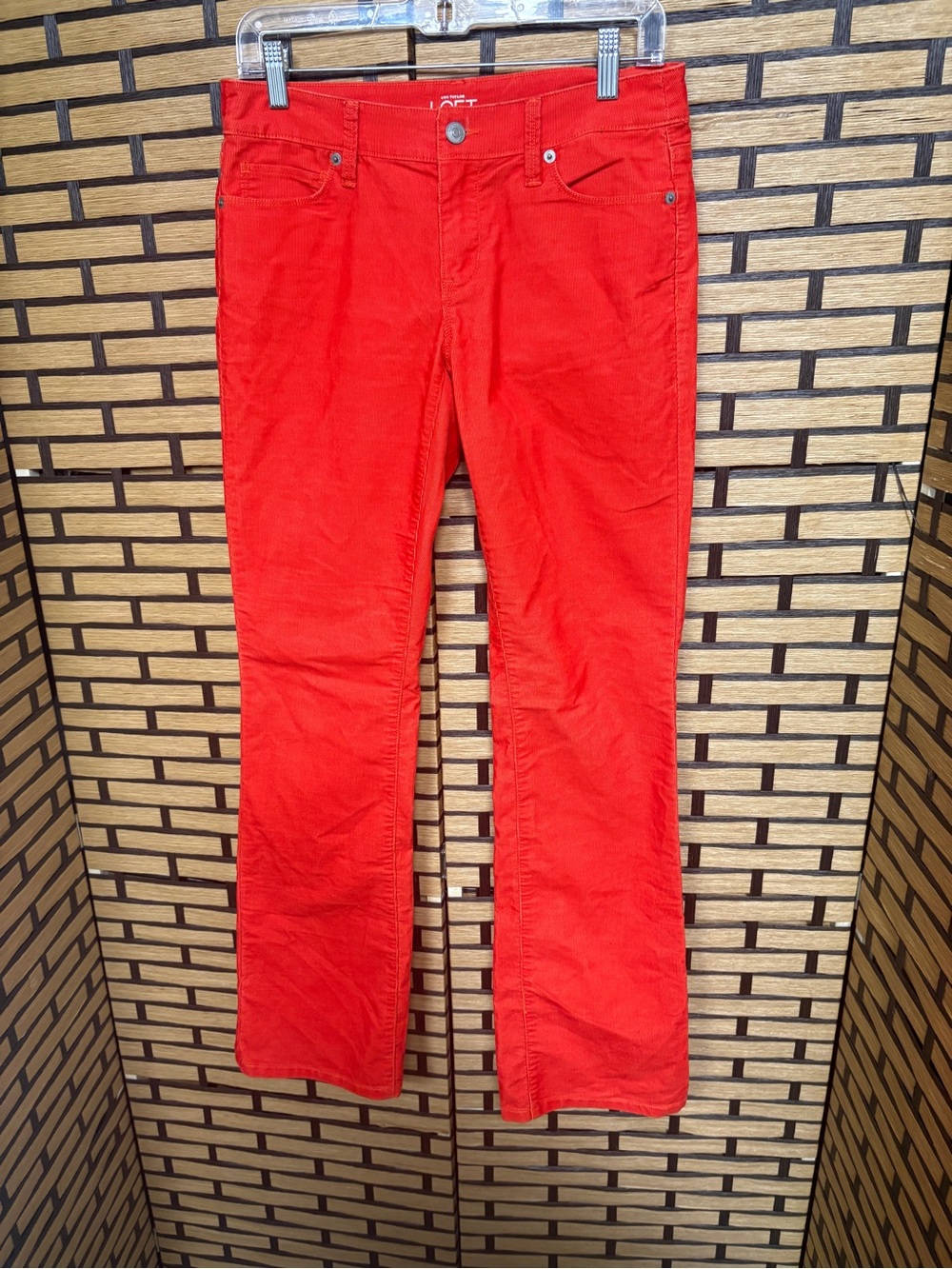 Loft red corded curvy bootcut pants size 27